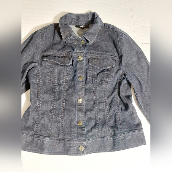 Talbots Denim Jacket w/ French Cuff Sleeves. Dark Blue Denim. Size 10 - Picture 2 of 10